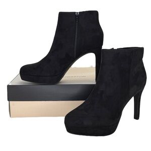 BCBGeneration Jeanne Black Microsuede Womens Heel Ankle Boots Size 11M